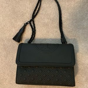Tory Burch Large Fleming Crossbody, matte black